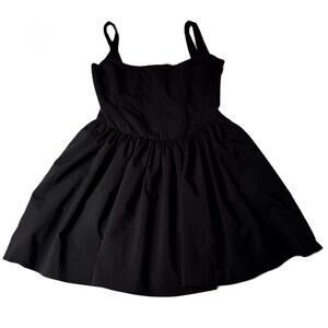 ZARA Voluminous Skirt Mini Dress in Black Retro with Pockets L